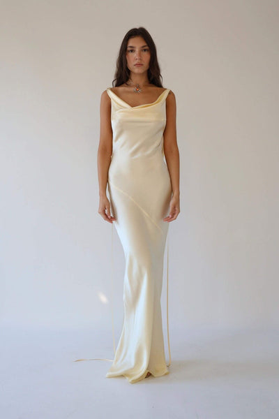 Charlotte™ | Elegante Zijde Maxi Jurk met Open Rug - JURKJESWINKELTJE