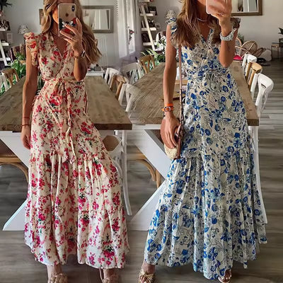 Dahlia™ - Floral Maxi Dress - JURKJESWINKELTJE