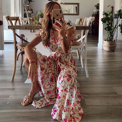 Dahlia™ - Floral Maxi Dress - JURKJESWINKELTJE