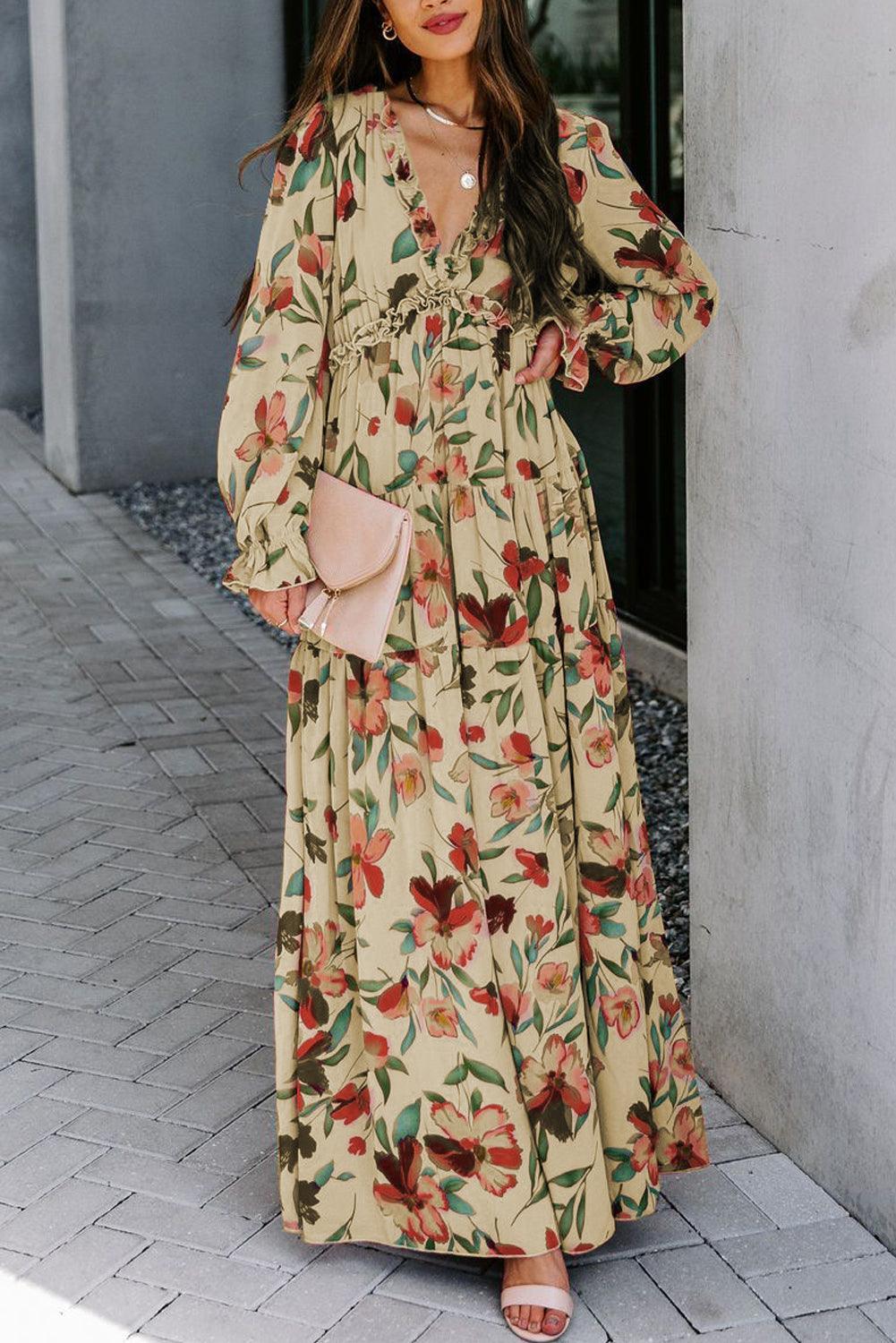 Elianne™ | Wild Lotus Gelaagde Maxi - Jurk - JURKJESWINKELTJE