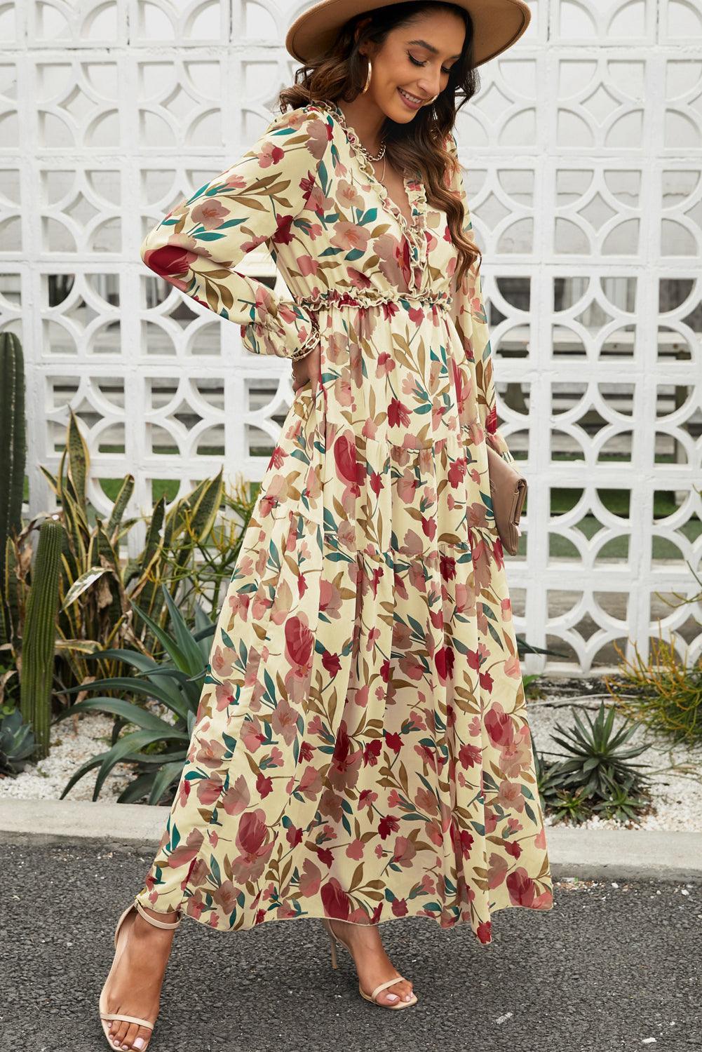 Elianne™ | Wild Lotus Gelaagde Maxi - Jurk - JURKJESWINKELTJE