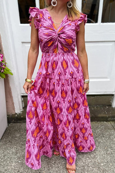 Elviera™ | Retro Maxi Jurk met Ruches - JURKJESWINKELTJE