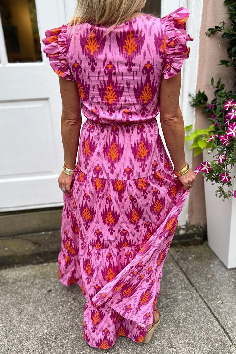 Elviera™ | Retro Maxi Jurk met Ruches - JURKJESWINKELTJE