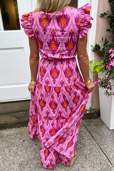 Elviera™ | Retro Maxi Jurk met Ruches - JURKJESWINKELTJE