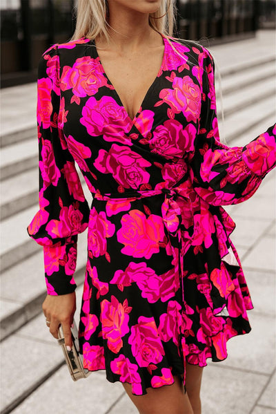 Fleur™ | Wikkel Mini - jurk met Ruches - JURKJESWINKELTJE