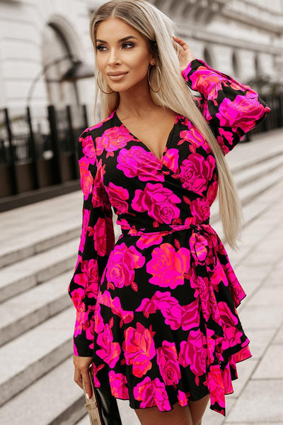 Fleur™ | Wikkel Mini - jurk met Ruches - JURKJESWINKELTJE