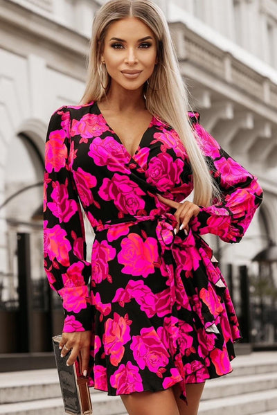 Fleur™ | Wikkel Mini - jurk met Ruches - JURKJESWINKELTJE
