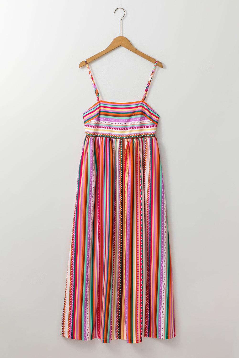 Janou™ | Boho Maxi Jurk met Dunne Bandjes en Smocked Rug - JURKJESWINKELTJE