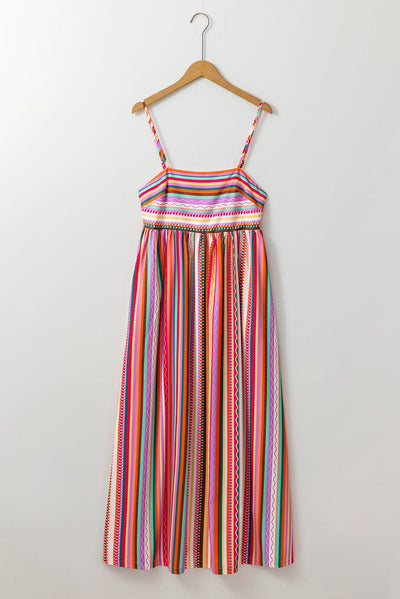 Janou™ | Boho Maxi Jurk met Dunne Bandjes en Smocked Rug - JURKJESWINKELTJE