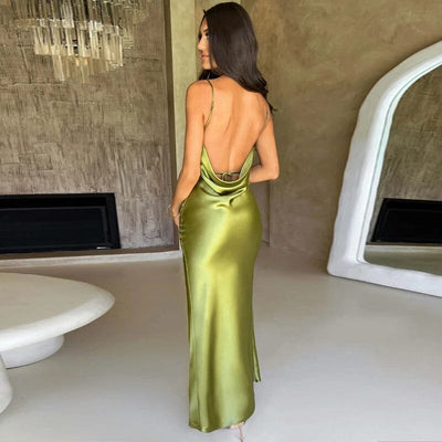 Lily™ | Satijnen Maxi Jurk met Spaghetti Bandjes - JURKJESWINKELTJE
