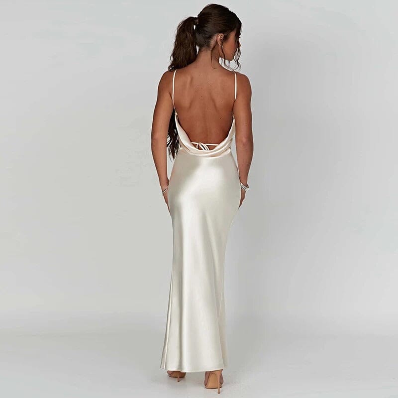 Lily™ | Satijnen Maxi Jurk met Spaghetti Bandjes - JURKJESWINKELTJE