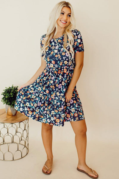 Liv™ | A - lijn Jurk met Bloemen - JURKJESWINKELTJE