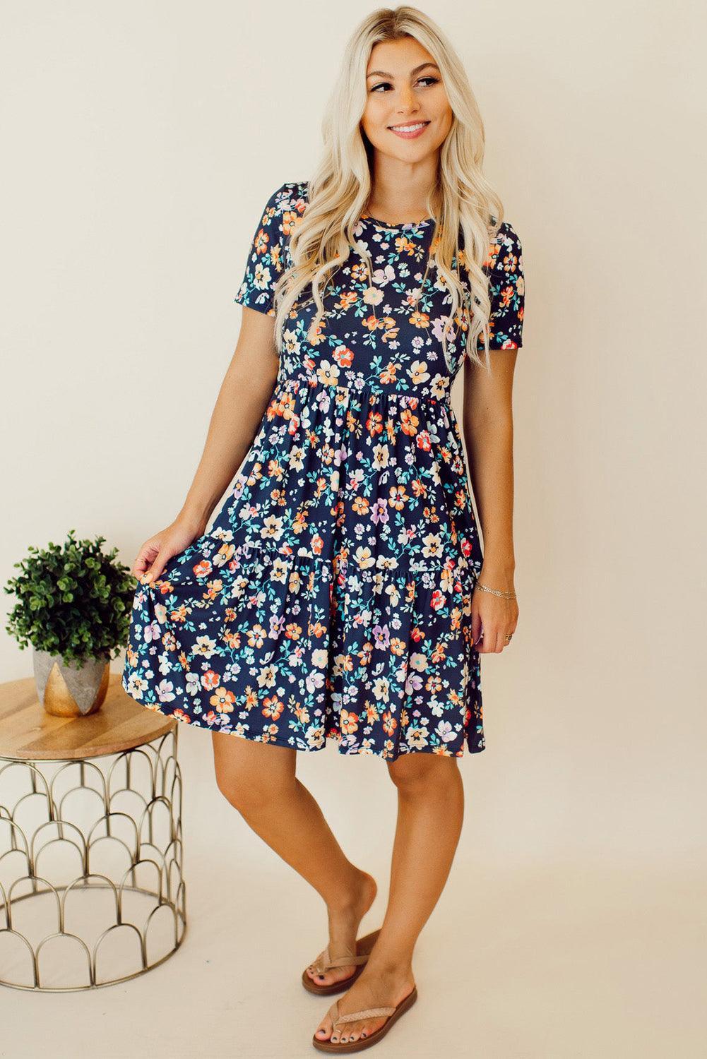 Liv™ | A - lijn Jurk met Bloemen - JURKJESWINKELTJE