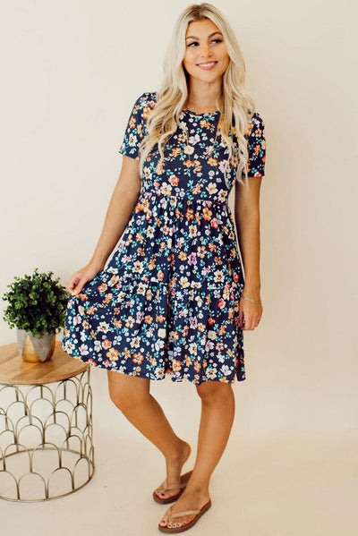 Liv™ | A - lijn Jurk met Bloemen - JURKJESWINKELTJE