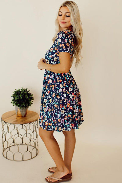 Liv™ | A - lijn Jurk met Bloemen - JURKJESWINKELTJE