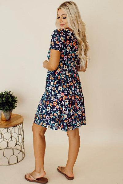 Liv™ | A - lijn Jurk met Bloemen - JURKJESWINKELTJE