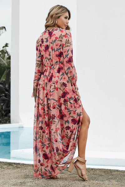 Lineke™ | Lotus Gelaagde Maxi Jurk met Ruches