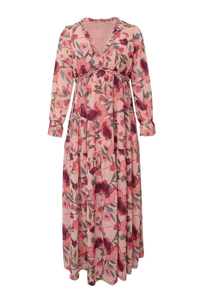 Lineke™ | Lotus Gelaagde Maxi Jurk met Ruches