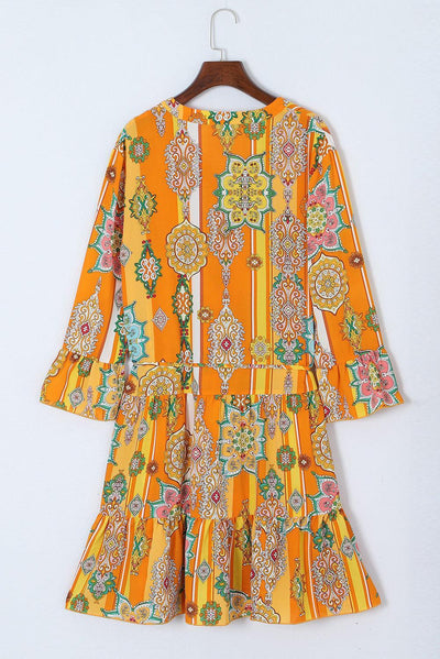 Malin™ | Boho Geometrische Print Jurk met V - Hals - JURKJESWINKELTJE
