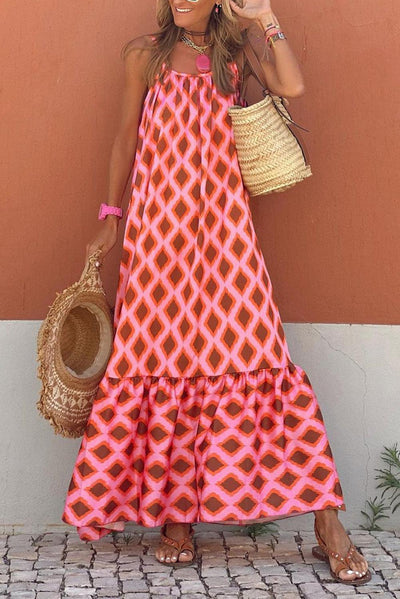 Meike™ | Geometrische Print Maxi - Jurk Zonder Mouwen - JURKJESWINKELTJE