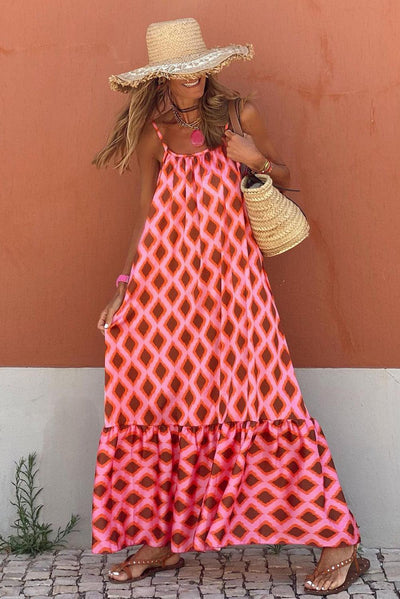 Meike™ | Geometrische Print Maxi - Jurk Zonder Mouwen - JURKJESWINKELTJE