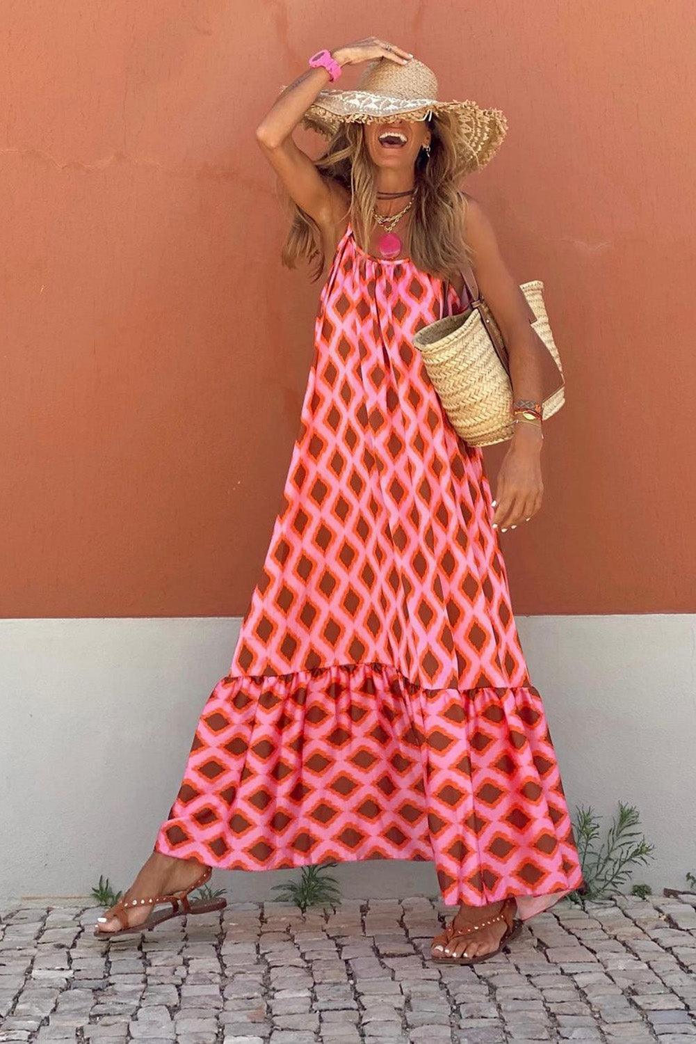 Meike™ | Geometrische Print Maxi - Jurk Zonder Mouwen - JURKJESWINKELTJE