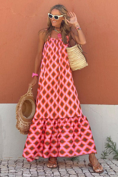 Meike™ | Geometrische Print Maxi - Jurk Zonder Mouwen - JURKJESWINKELTJE