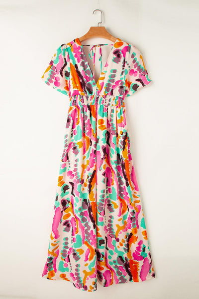 Nadine™ | Boho Tie - dye V - hals Maxi Jurk - JURKJESWINKELTJE