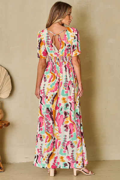 Nadine™ | Boho Tie - dye V - hals Maxi Jurk - JURKJESWINKELTJE