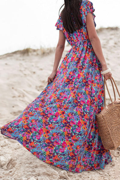 Noémie™ | Maxi Wikkeljurk met Bloemenprint - JURKJESWINKELTJE