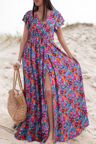 Noémie™ | Maxi Wikkeljurk met Bloemenprint - JURKJESWINKELTJE