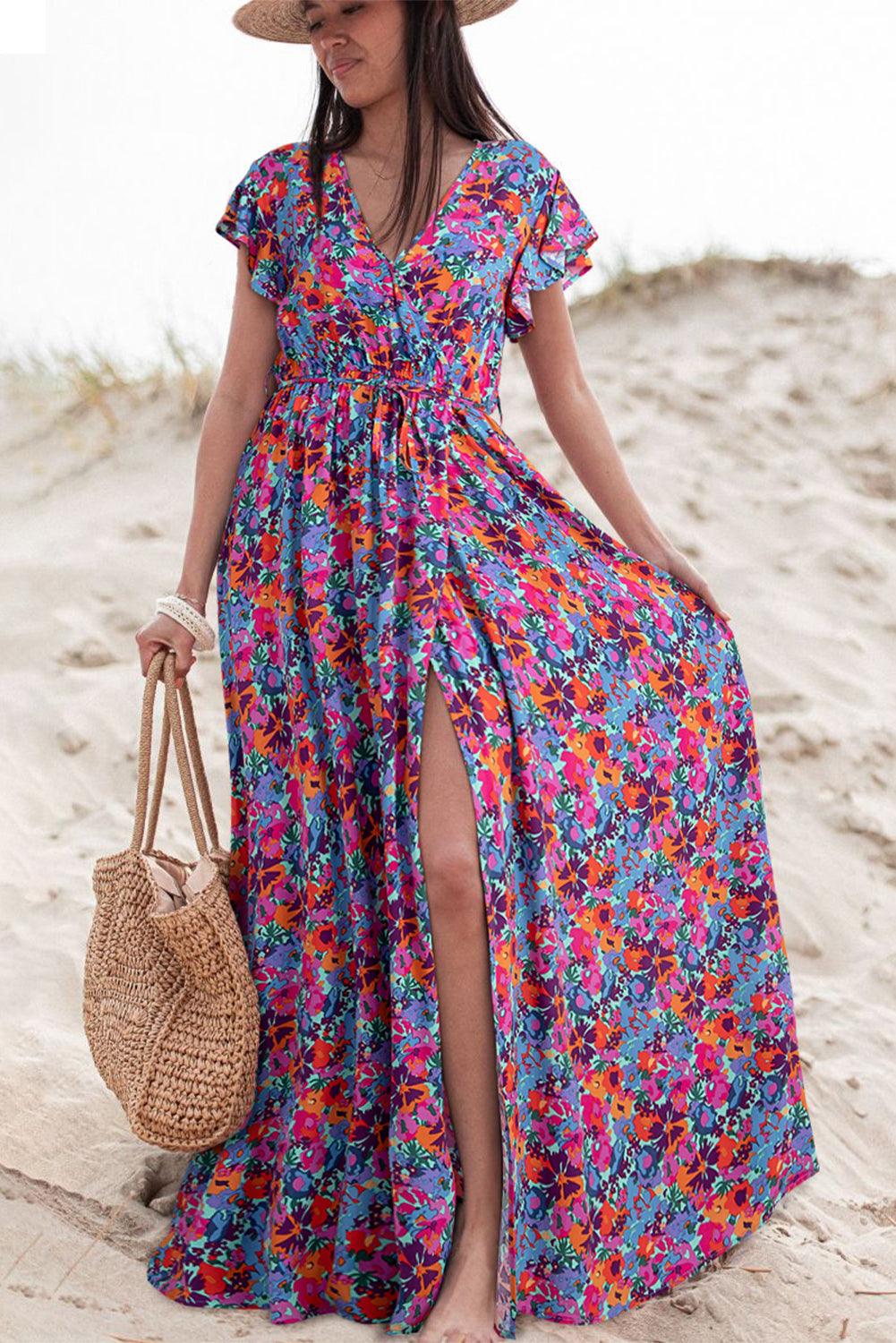 Noémie™ | Maxi Wikkeljurk met Bloemenprint - JURKJESWINKELTJE