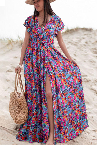 Noémie™ | Maxi Wikkeljurk met Bloemenprint - JURKJESWINKELTJE