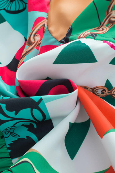 Rianne™ | Abstracte Mini Jurk met Halve Mouwen en Notch Hals - JURKJESWINKELTJE