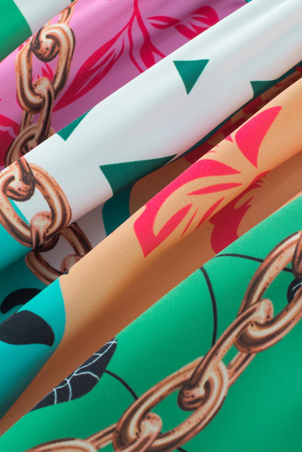 Rianne™ | Abstracte Mini Jurk met Halve Mouwen en Notch Hals - JURKJESWINKELTJE