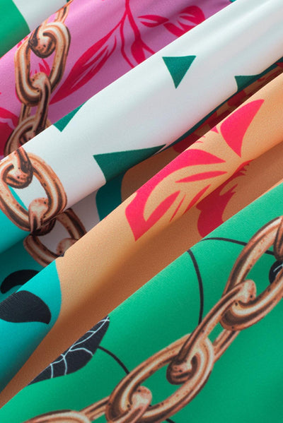 Rianne™ | Abstracte Mini Jurk met Halve Mouwen en Notch Hals - JURKJESWINKELTJE