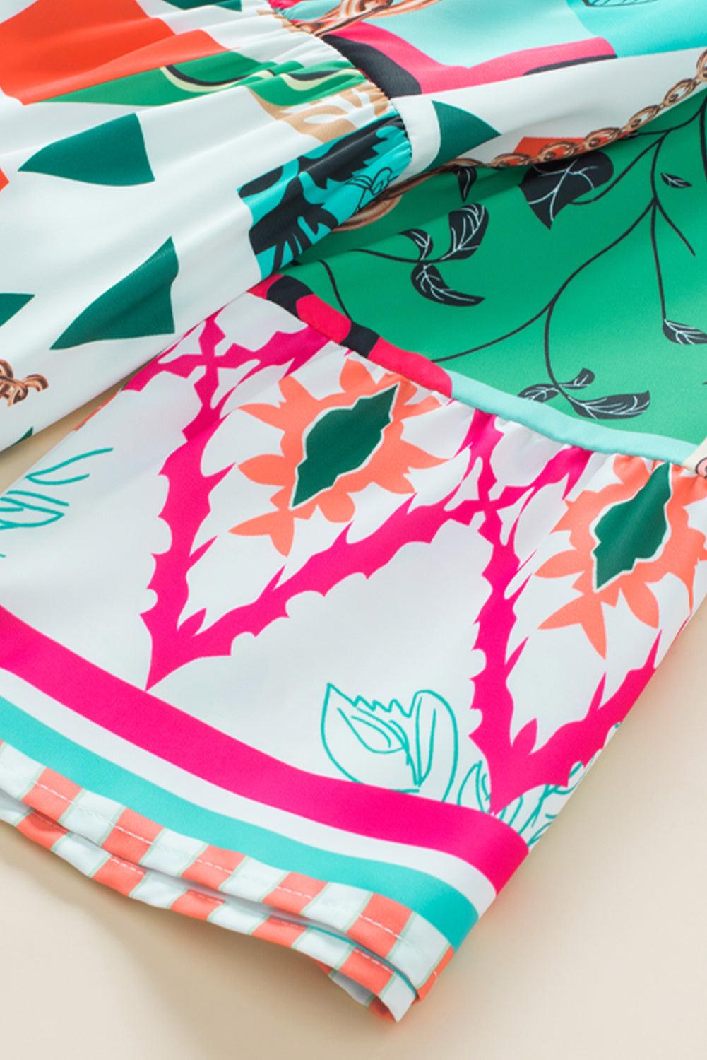 Rianne™ | Abstracte Mini Jurk met Halve Mouwen en Notch Hals - JURKJESWINKELTJE