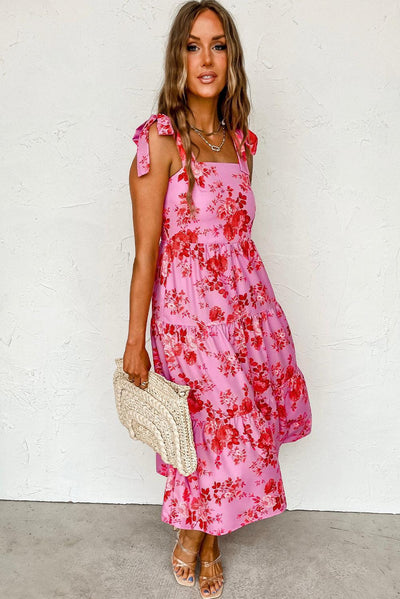 Elise™ | Rozen Jurk met Schouderbandjes