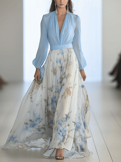 Tess™ | Lange Jurk met Bloemenprint - JURKJESWINKELTJE