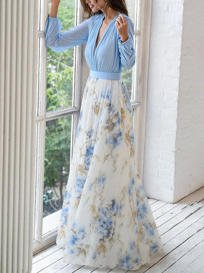 Tess™ | Lange Jurk met Bloemenprint - JURKJESWINKELTJE