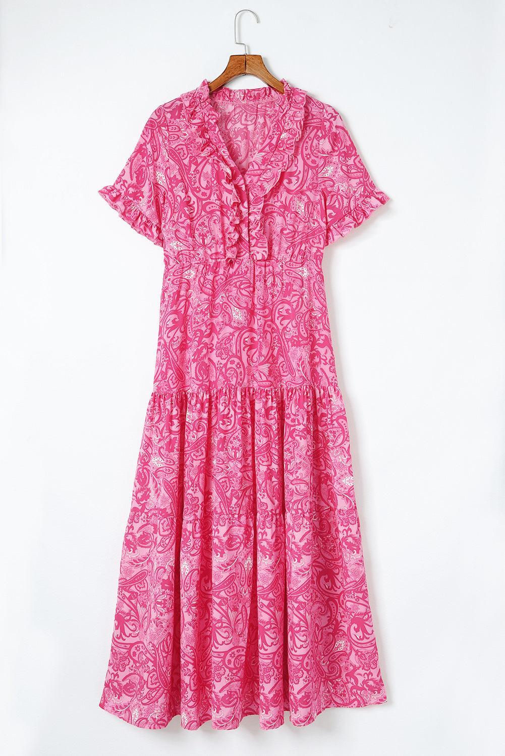 Tirza™ | Boho Ruffle Maxi Jurk met Paisley Print - JURKJESWINKELTJE