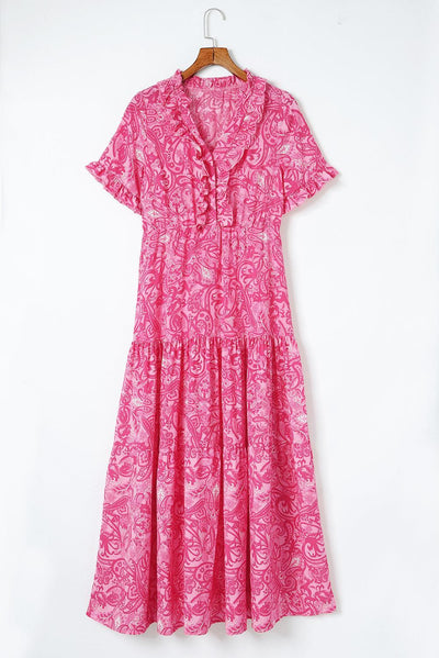 Tirza™ | Boho Ruffle Maxi Jurk met Paisley Print - JURKJESWINKELTJE