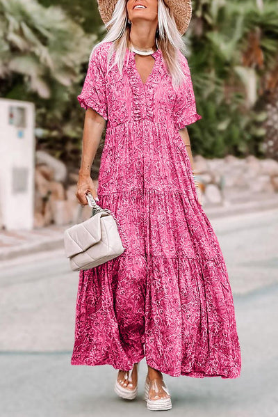Tirza™ | Boho Ruffle Maxi Jurk met Paisley Print - JURKJESWINKELTJE