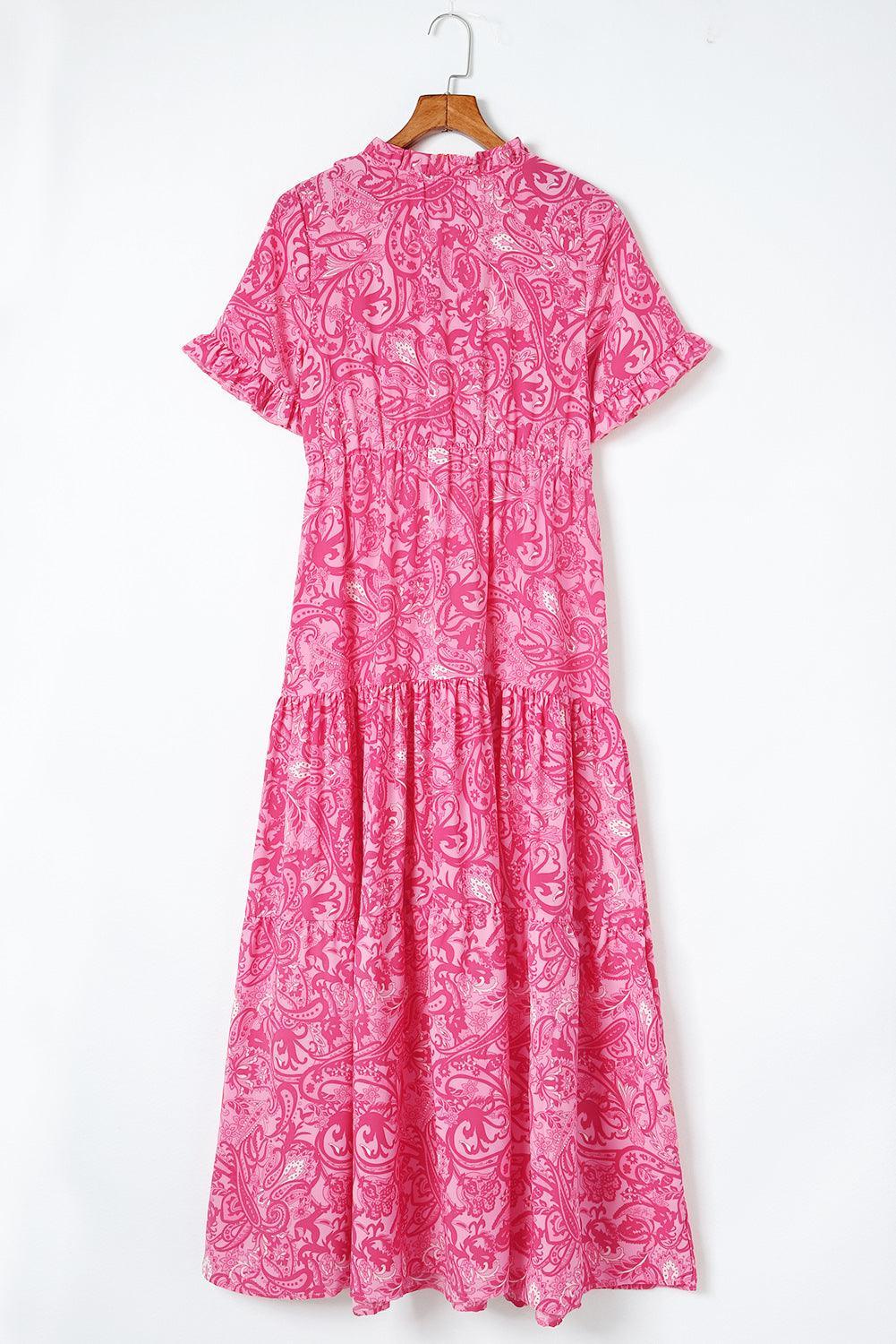 Tirza™ | Boho Ruffle Maxi Jurk met Paisley Print - JURKJESWINKELTJE