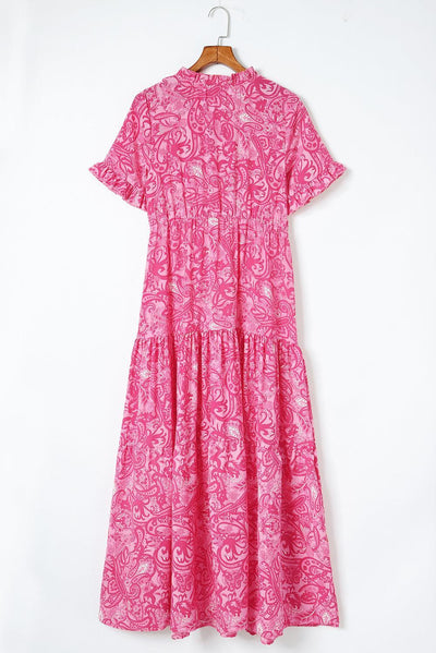 Tirza™ | Boho Ruffle Maxi Jurk met Paisley Print - JURKJESWINKELTJE