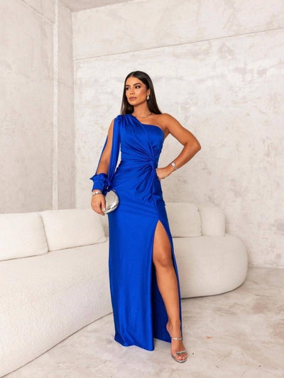 Victoria™ | Elegante Zijden Jurk met Split - JURKJESWINKELTJE